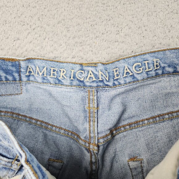 American Eagle Jeans Mens Size 31x32 Low Loose Baggy Straight Light Wash Denim - Picture 7 of 10